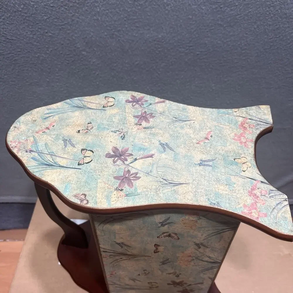 Vintage MCM Solid Wood Butterfly Design Magazine Book Record Rack Holder